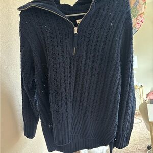 Aerie Navy Zip-Up Sweater